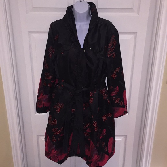 Les-Mantaux Burgundy & Black Swing Jacket Size Medium - Picture 1 of 15